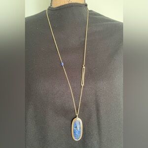 Chico's Gold Necklace with Blue Pendant